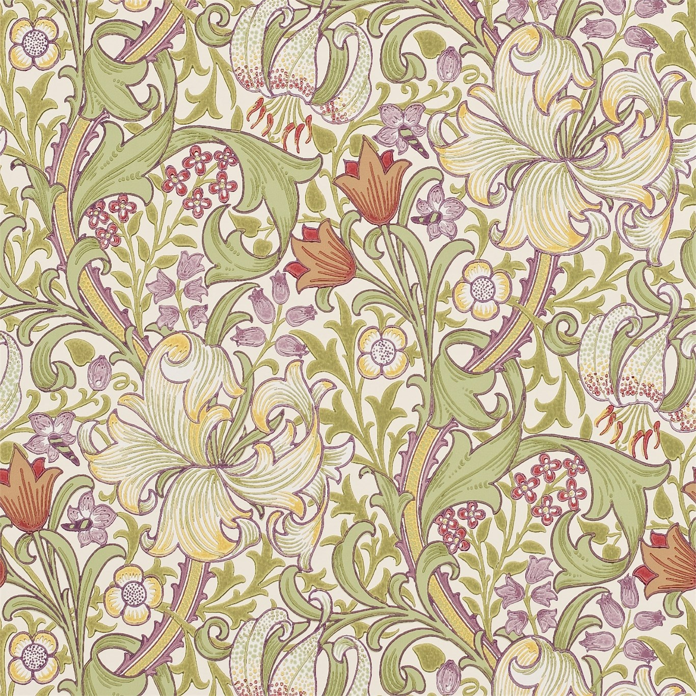 Golden Lily Olive/Russet Wallpaper by MOR