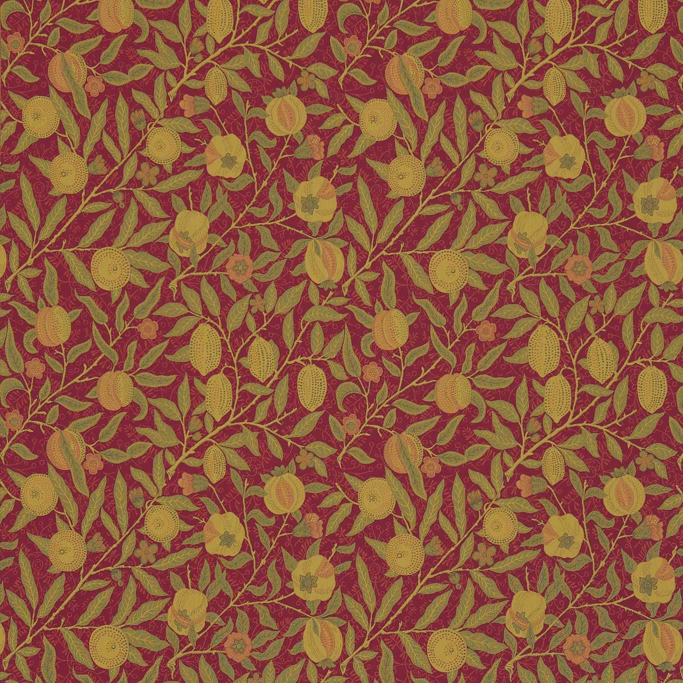 Fruit Crimson/Thyme Fabric by MOR