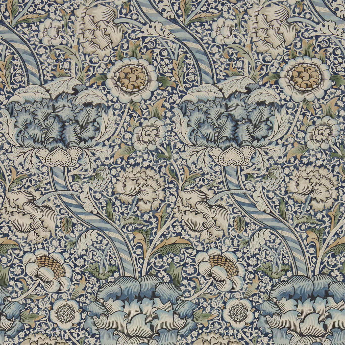 Wandle Blue/Stone Wallpaper by MOR