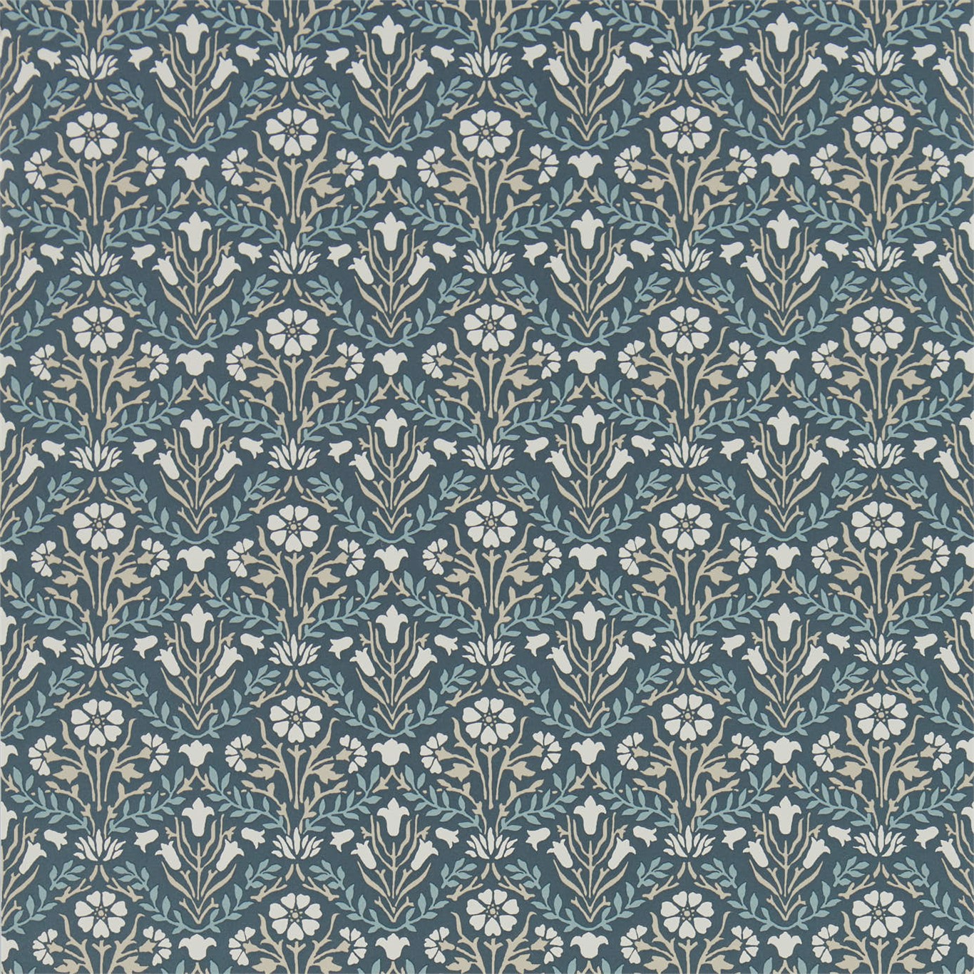 Morris Bellflowers Indigo/Linen Wallpaper by MOR