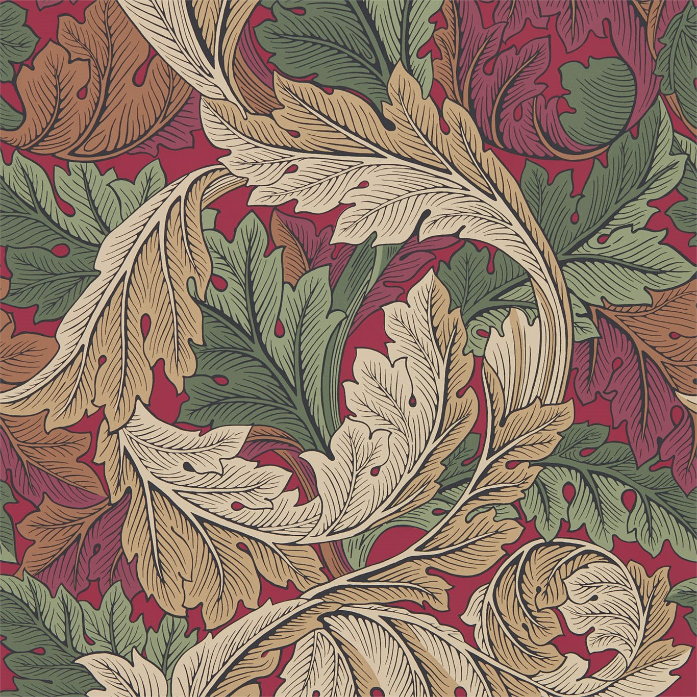 Acanthus Madder/Thyme Wallpaper by MOR