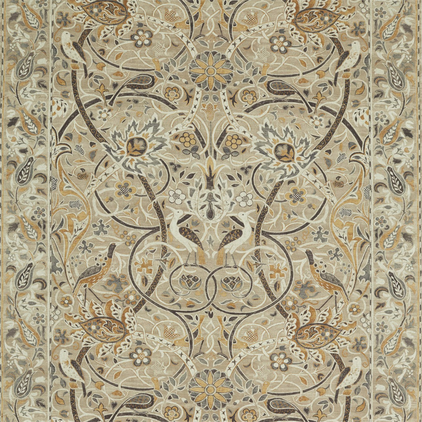 Bullerswood Stone/Mustard Fabric by MOR