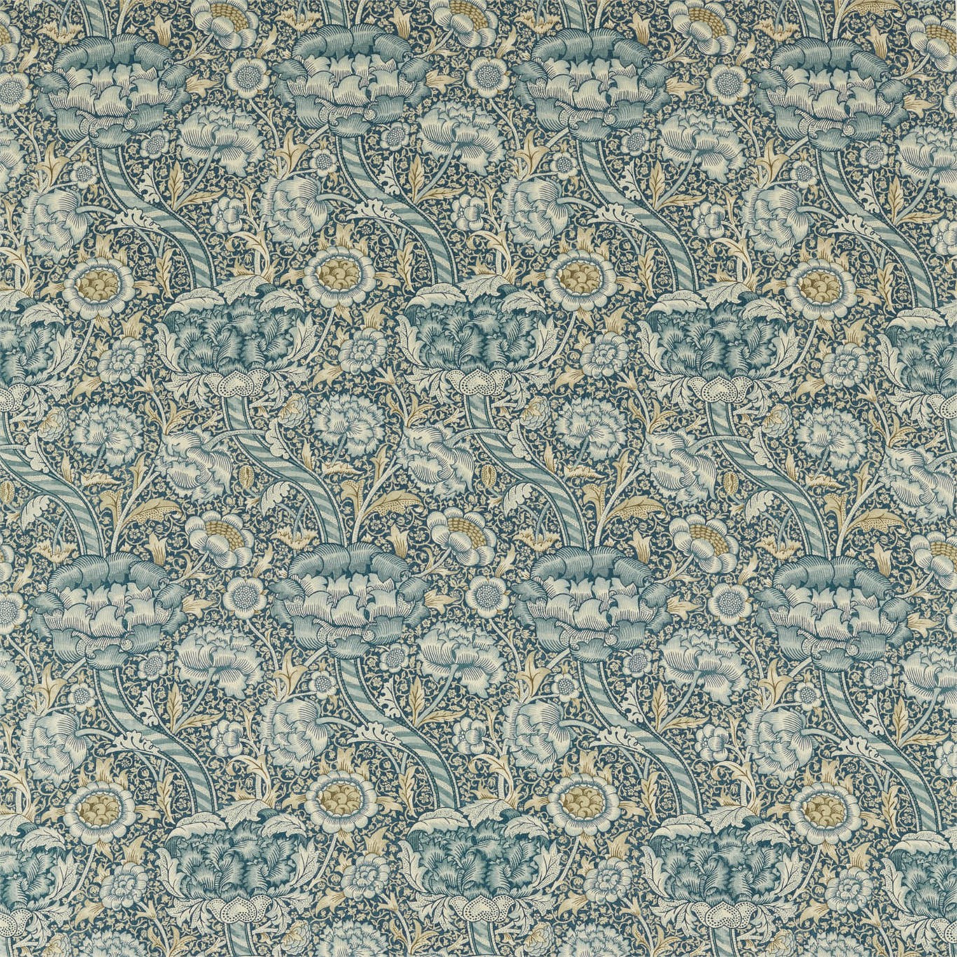 Wandle Blue/Stone Fabric by MOR