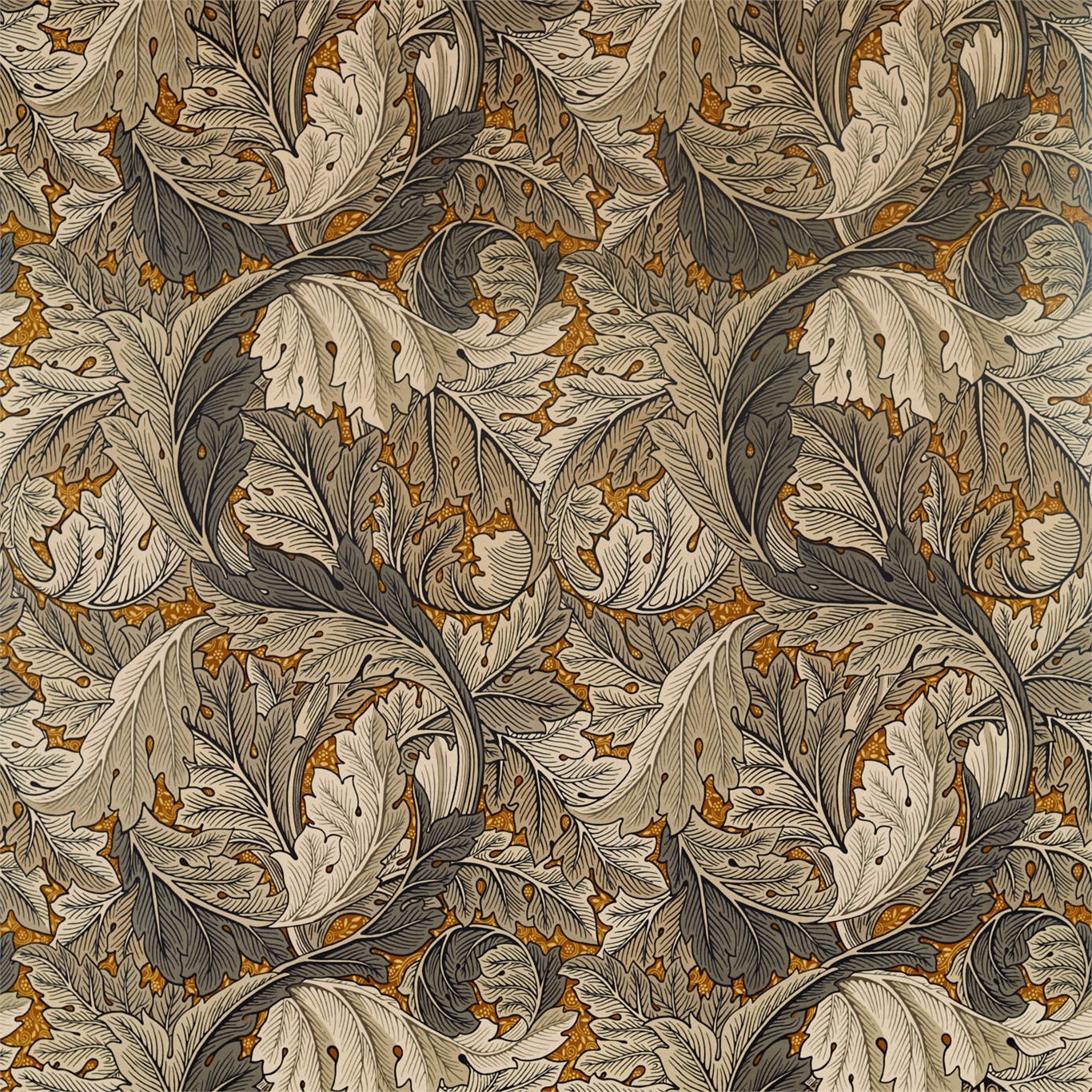 Acanthus Velvet Mustard/Grey Fabric by MOR