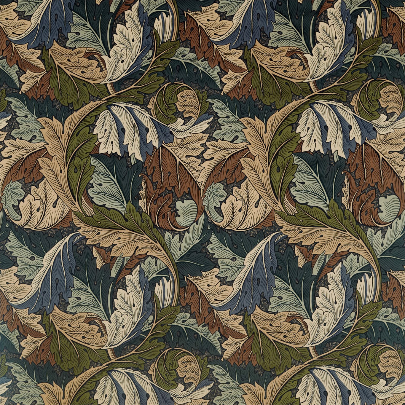 Acanthus Velvet Slate Blue/Thyme Fabric by MOR