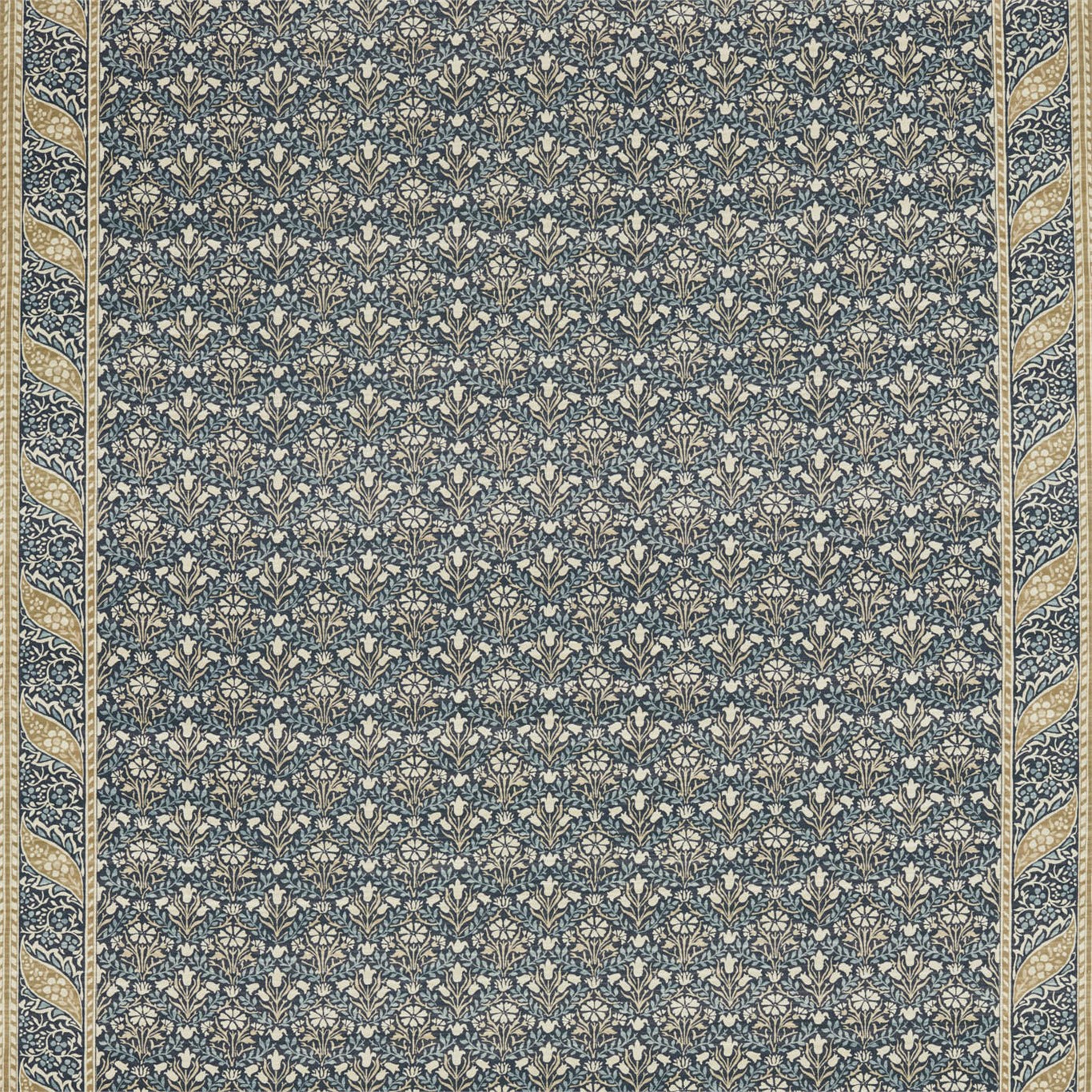 Morris Bellflowers Indigo/Sage Fabric by MOR