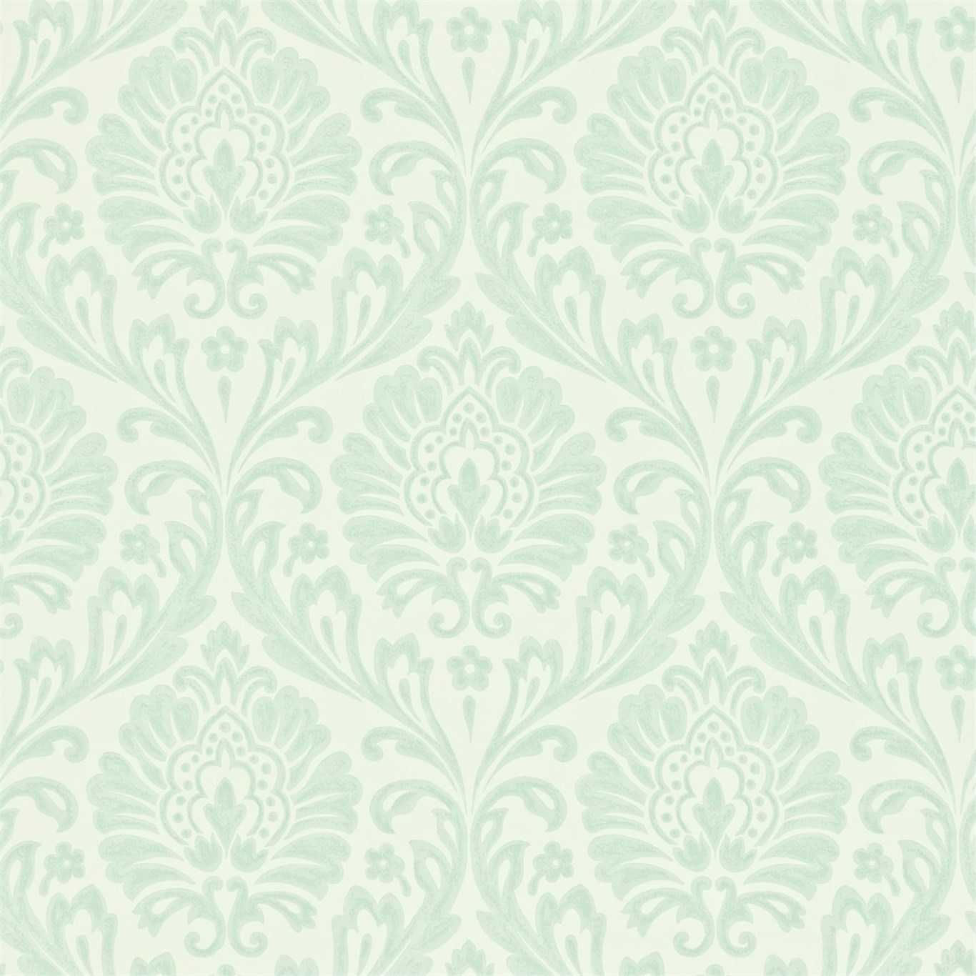 Ashby Damask Cream Duck Egg Wallpaper by SAN