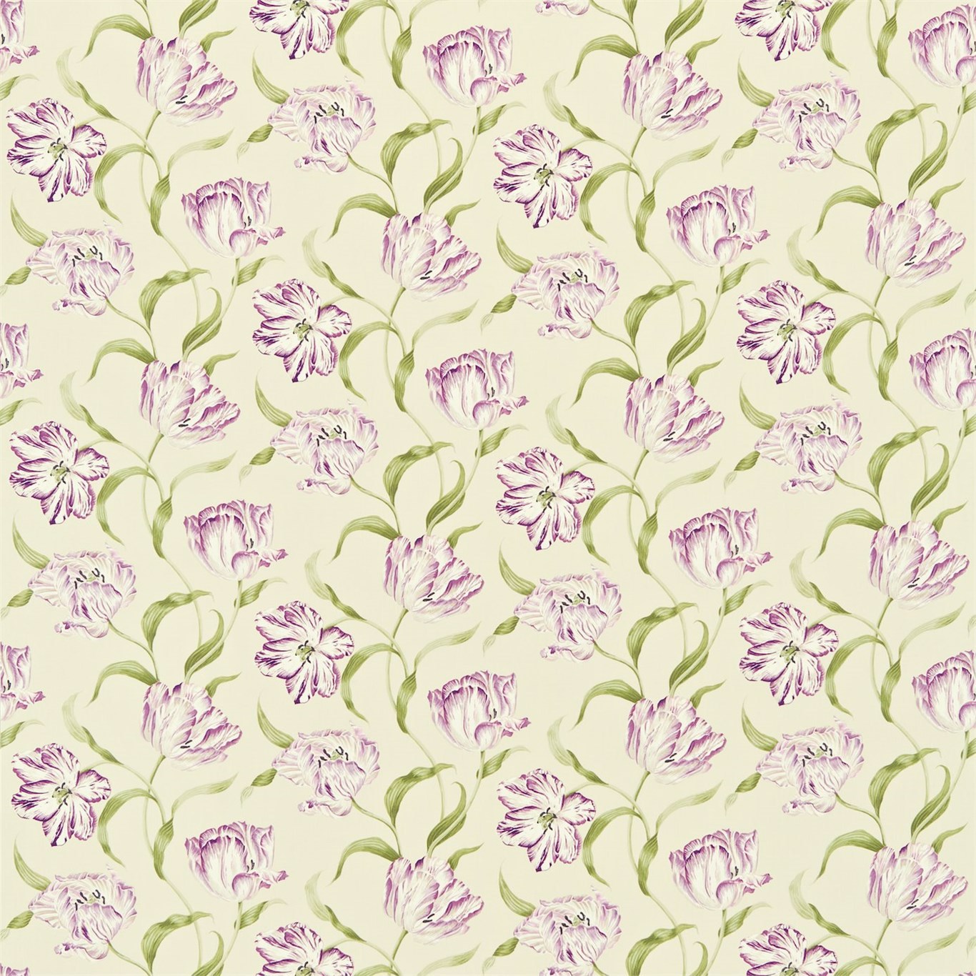 Dancing Tulips Lilac/Stone Fabric by SAN