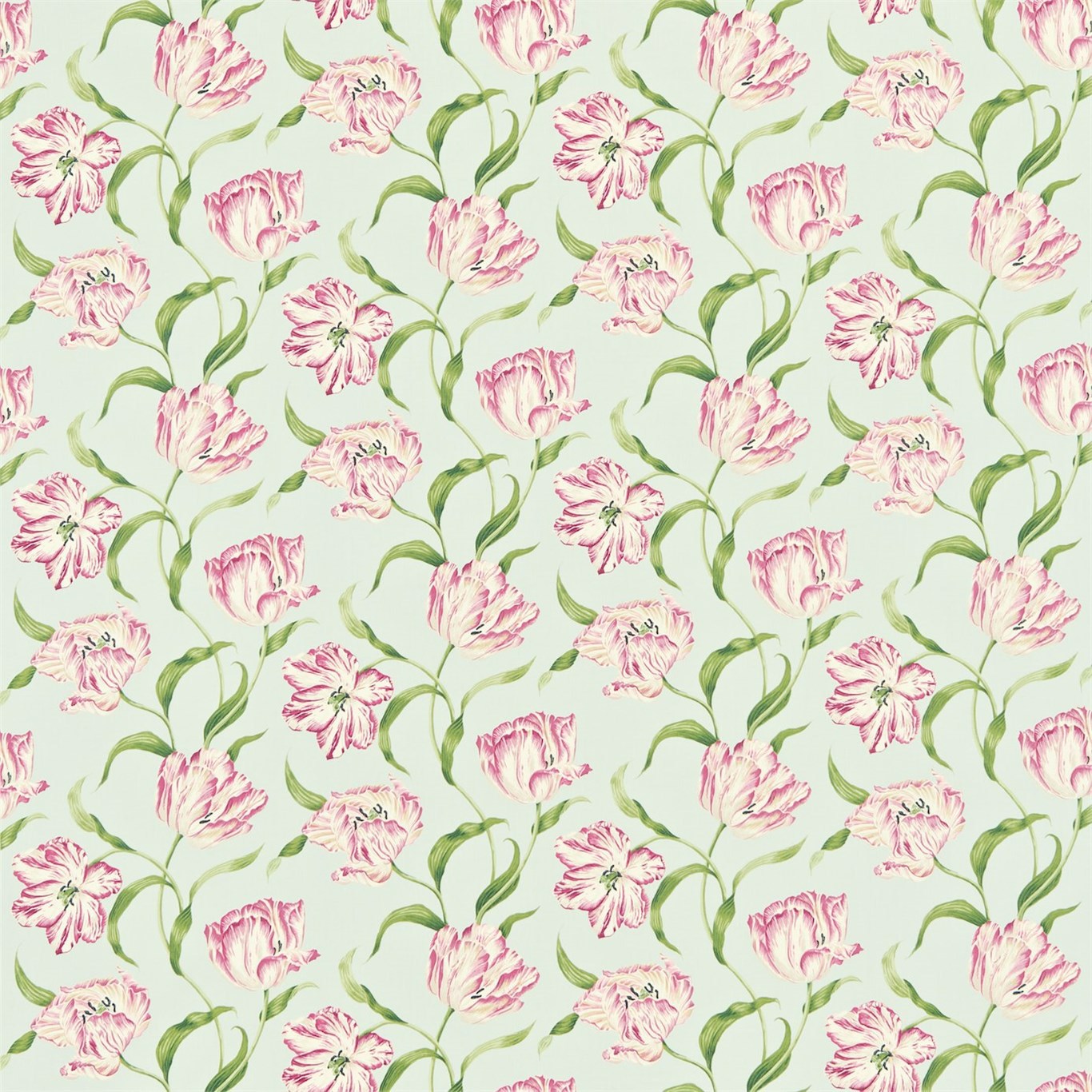 Dancing Tulips Blue/Pink Fabric by SAN