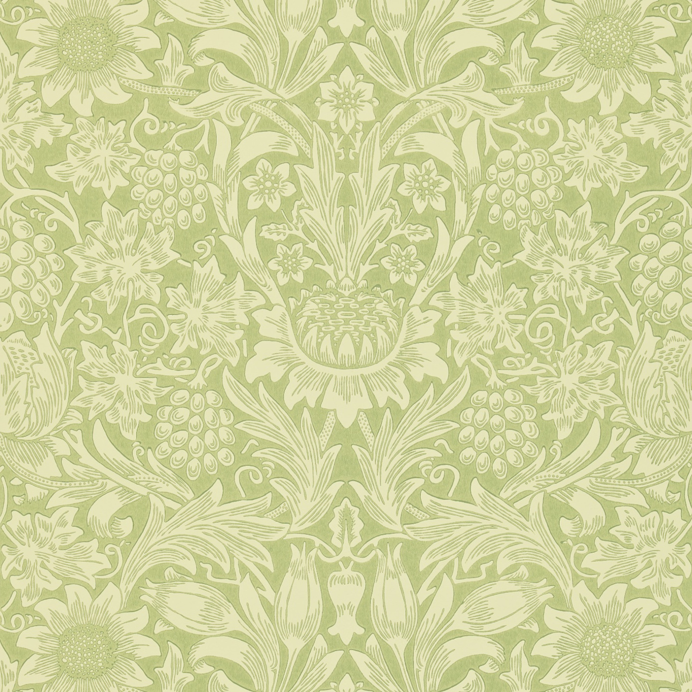 Sunflower Pale Green Wallpaper | Morris & Co by Sanderson Design