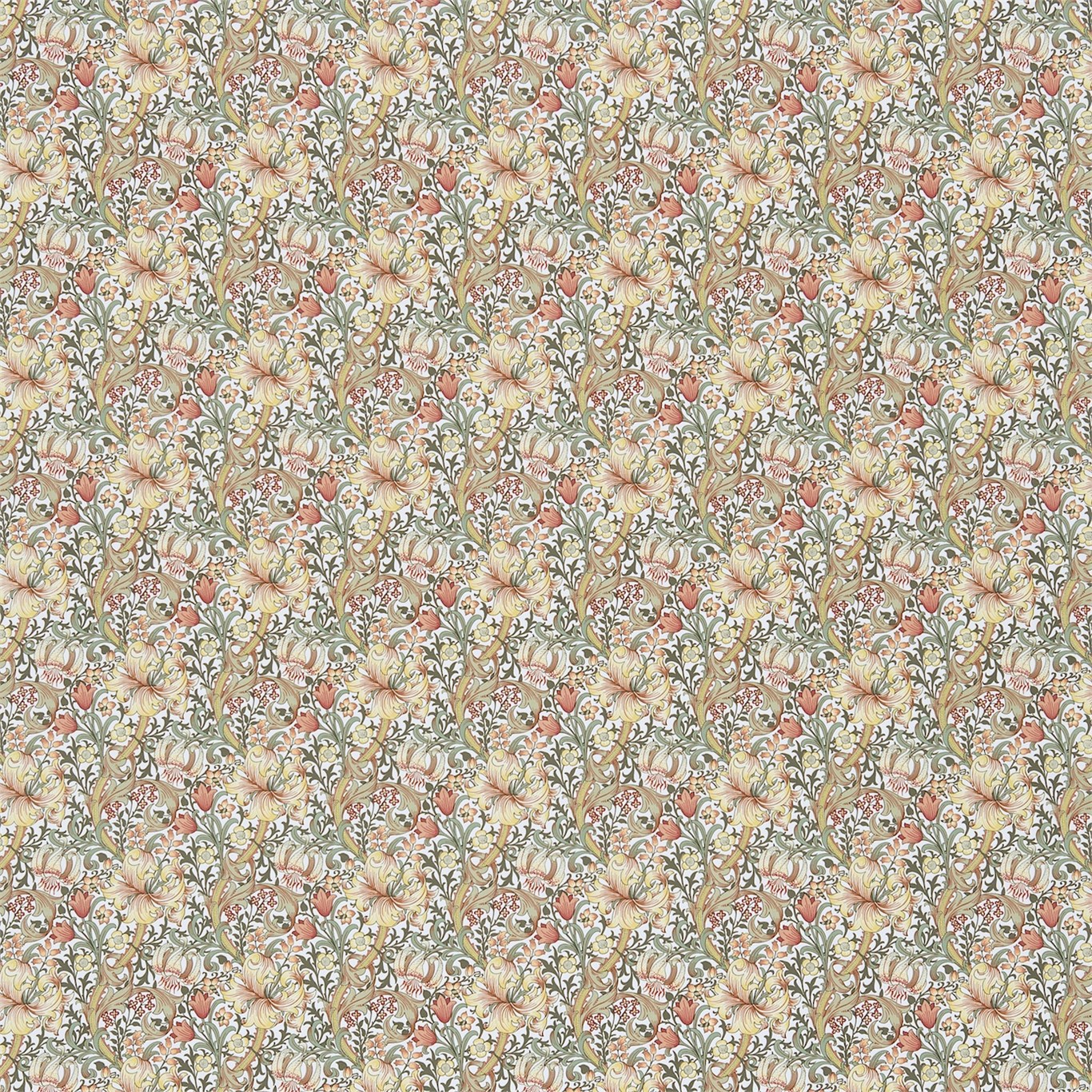 Golden Lily Minor Floral and Botanical Fabric | Morris & Co by ...