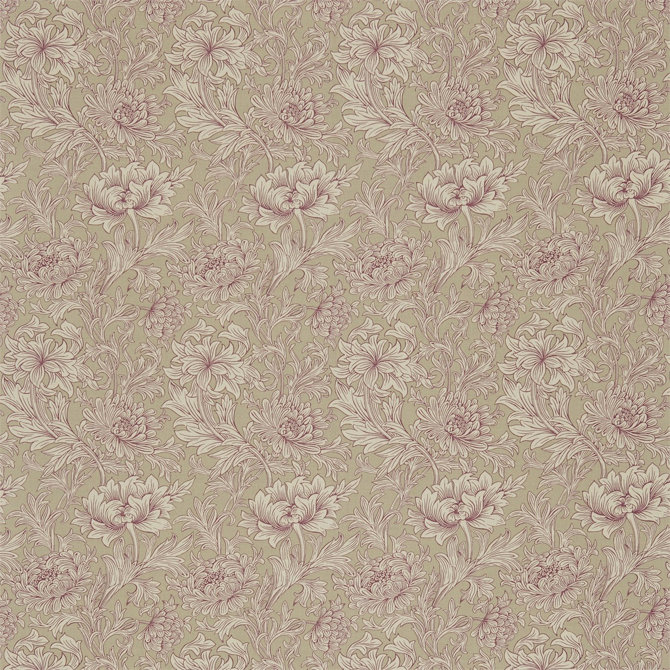 Chrysanthemum Toile Wine/Linen Fabric by MOR