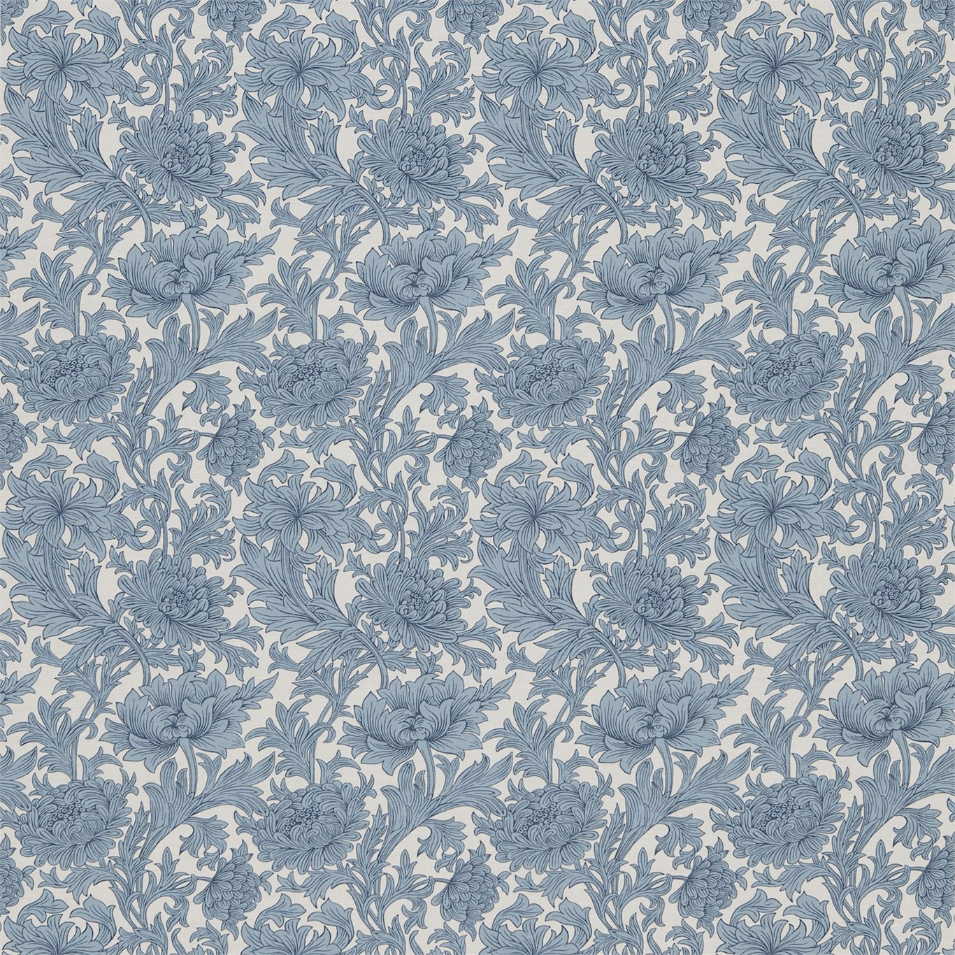 Chrysanthemum Toile Woad/Chalk Fabric by MOR