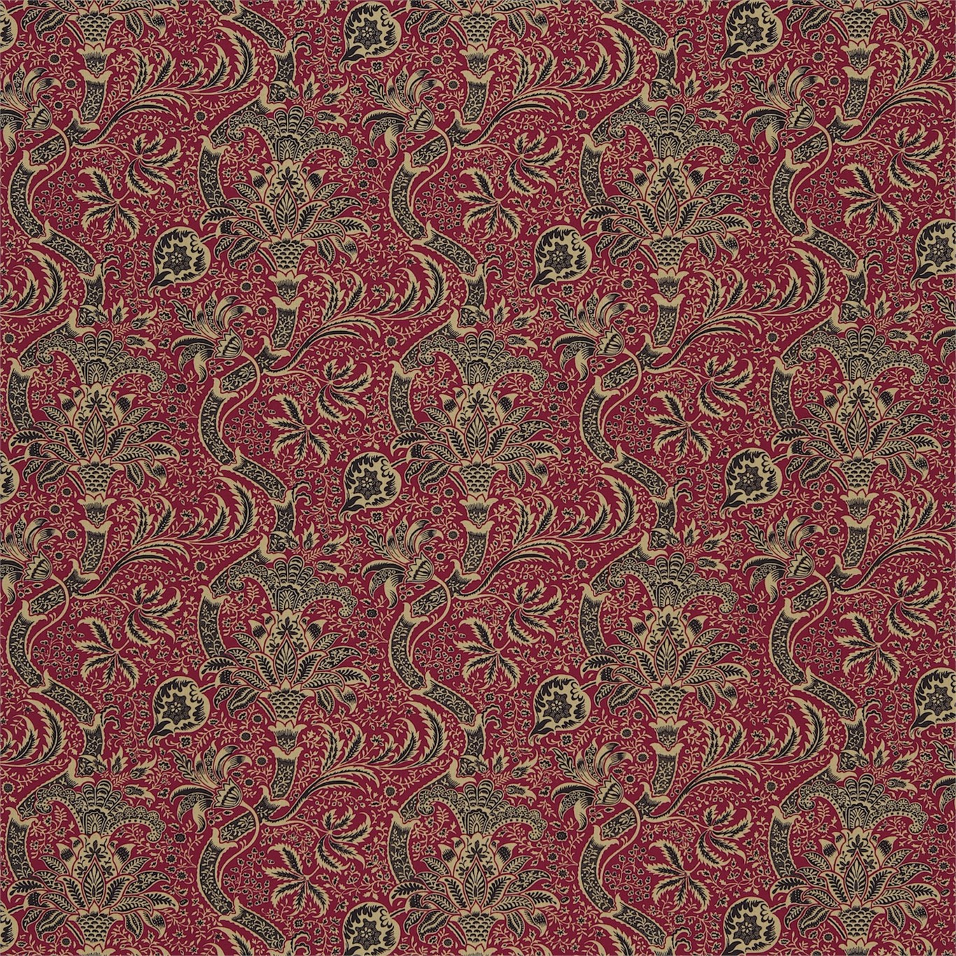 Indian Red/Black Fabric | Morris & Co by Sanderson Design