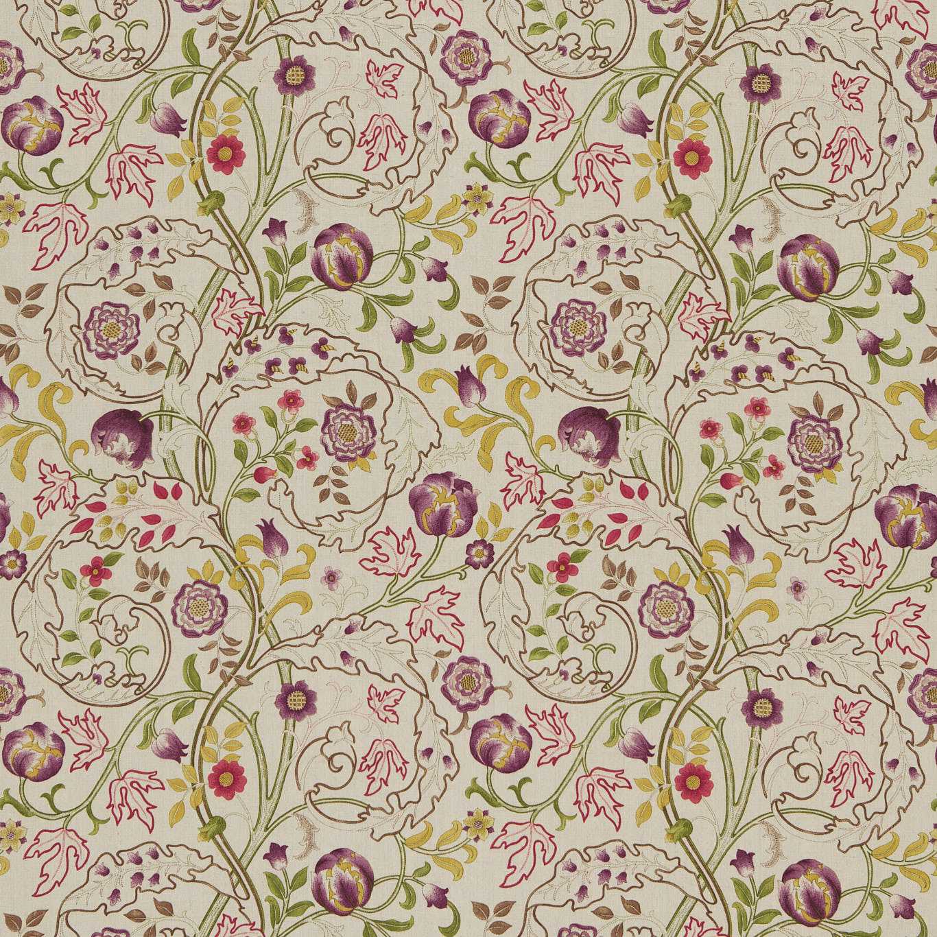 Mary Isobel Wine/Linen Fabric by MOR