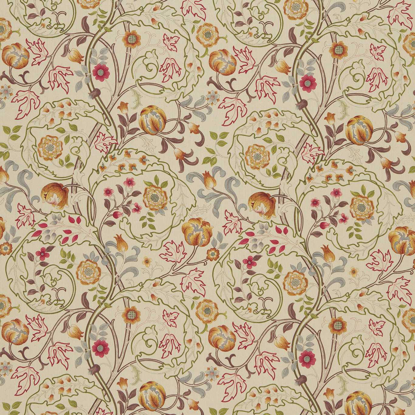 Mary Isobel Embroidery Rose/Slate Fabric by MOR