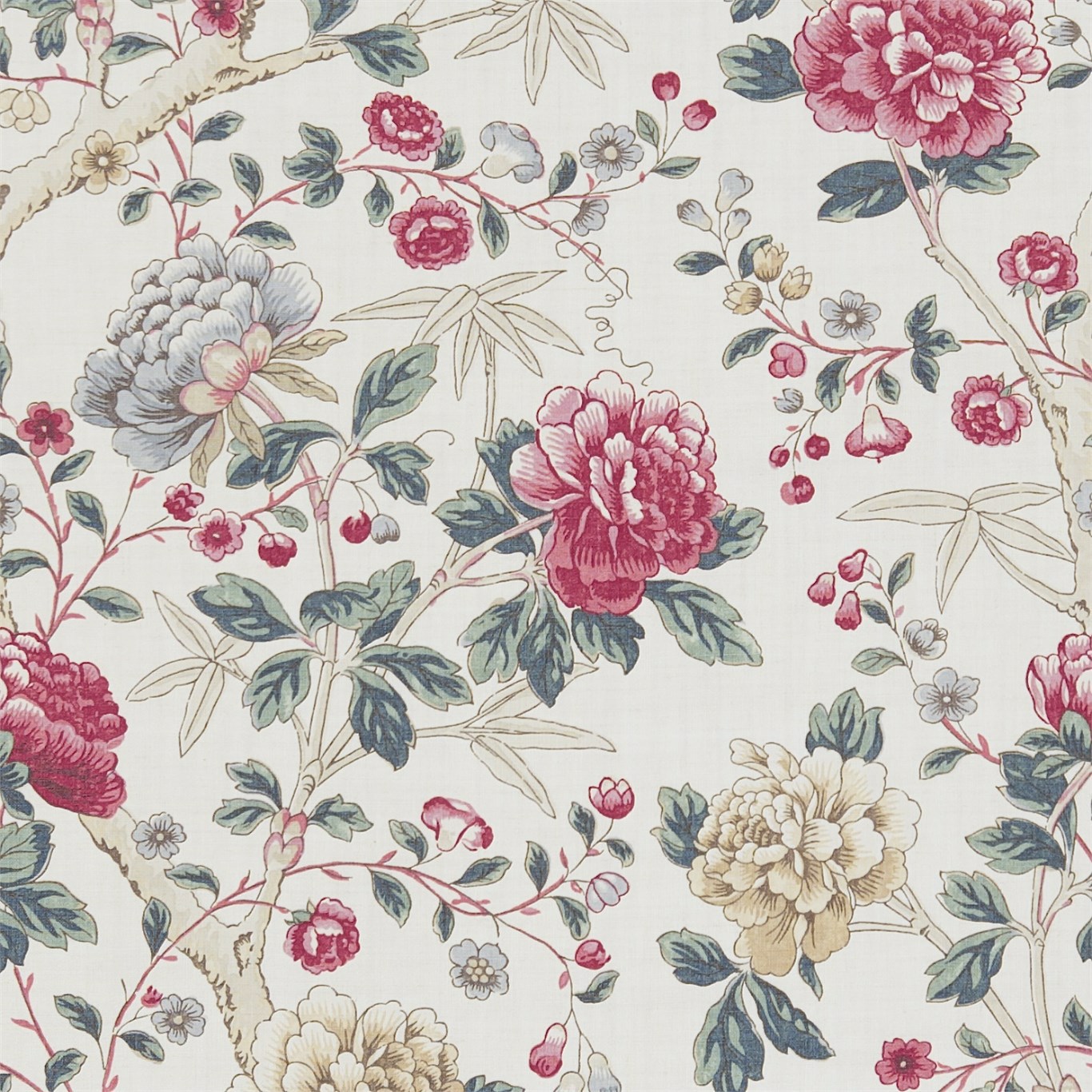 Tangley Red/Ivory Fabric by MOR