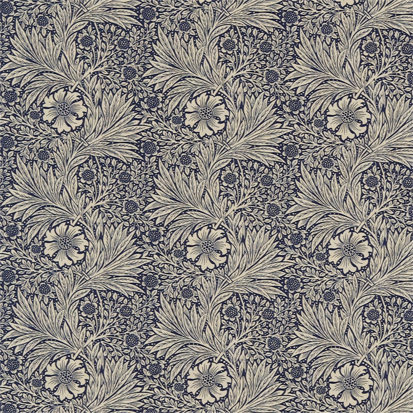 Marigold Indigo/Linen Fabric by MOR