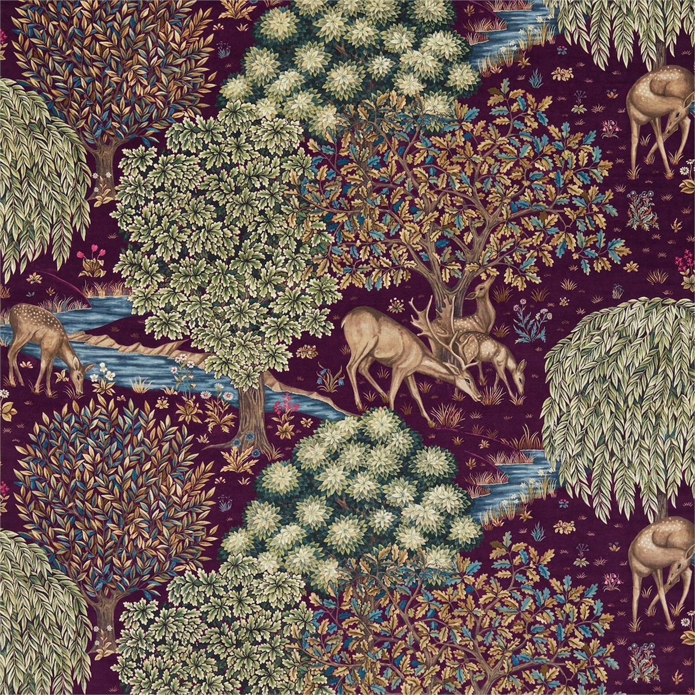The Brook Tapestry Red Fabric by MOR