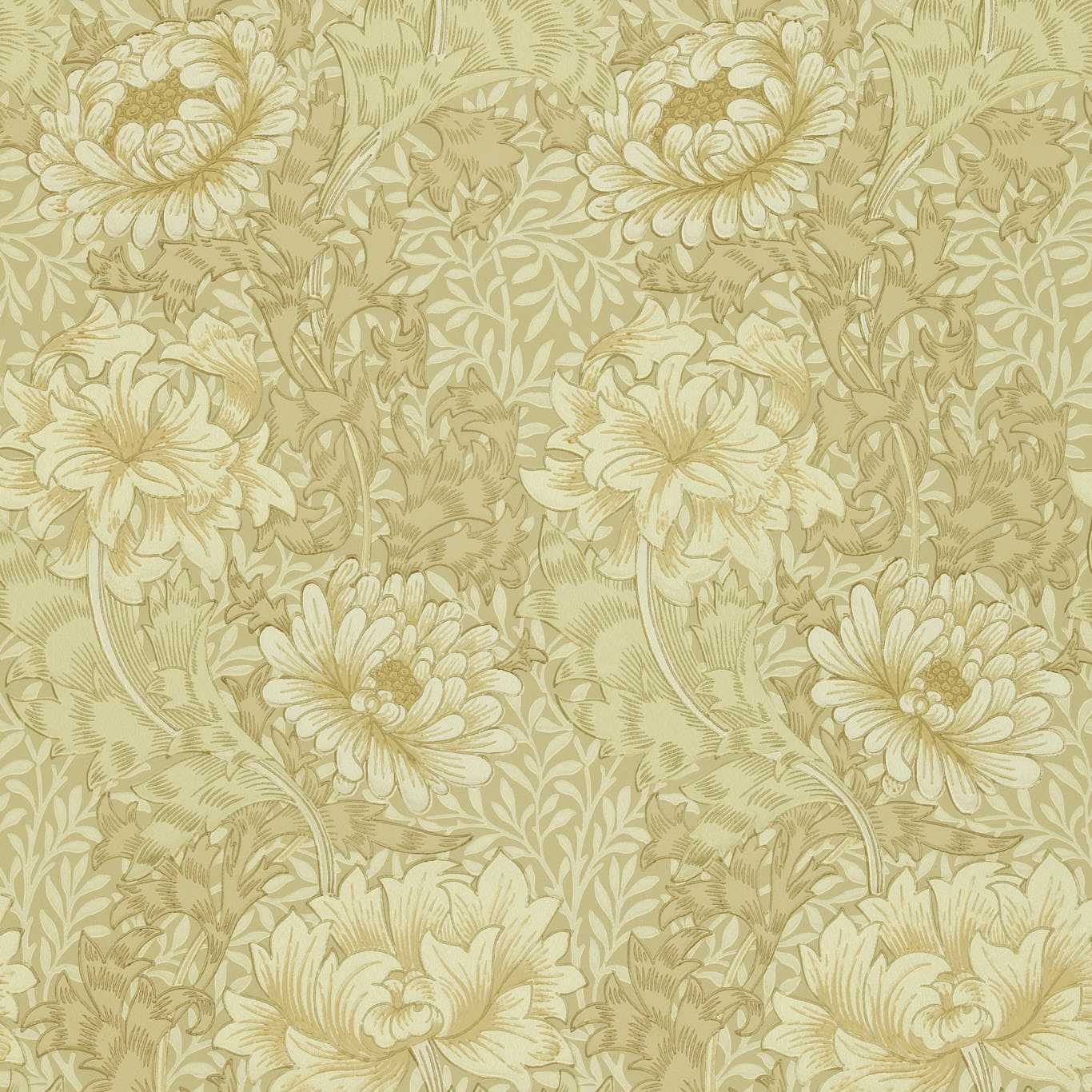 Chrysanthemum Ivory/Canvas Wallpaper by MOR