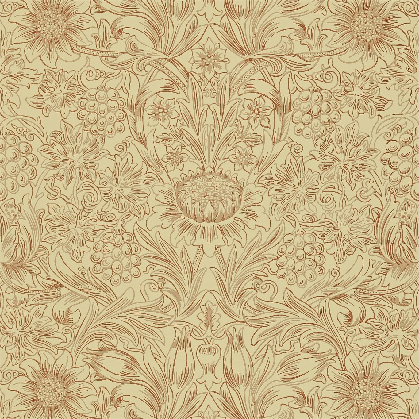 Sunflower Church Red/Biscuit Wallpaper | Morris & Co by Sanderson Design Sunflower Church Red/Biscuit Wallpaper | Morris & Co by Sanderson Design