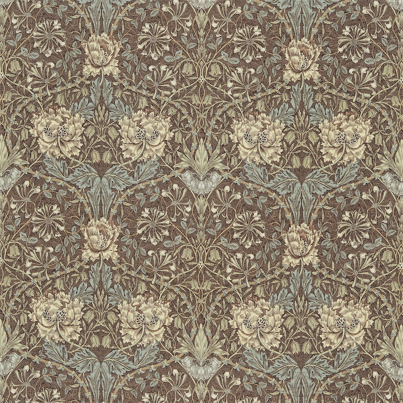 Honeysuckle & Tulip Bullrush/Slate Fabric by MOR