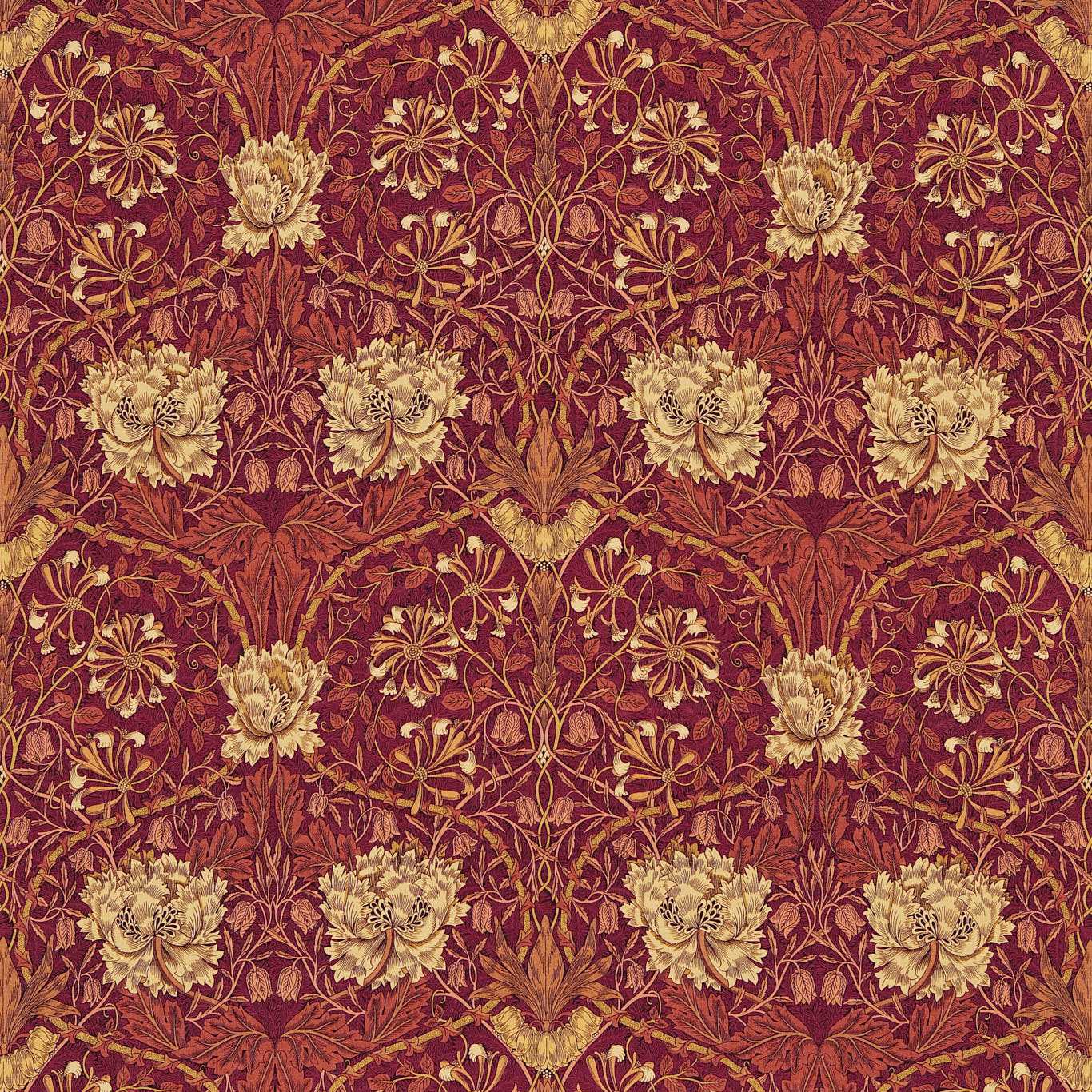 Honeysuckle & Tulip Brick/Russet Fabric by MOR