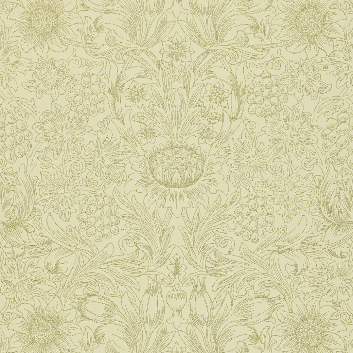 Sunflower Etch Parchment/Gold Wallpaper by MOR