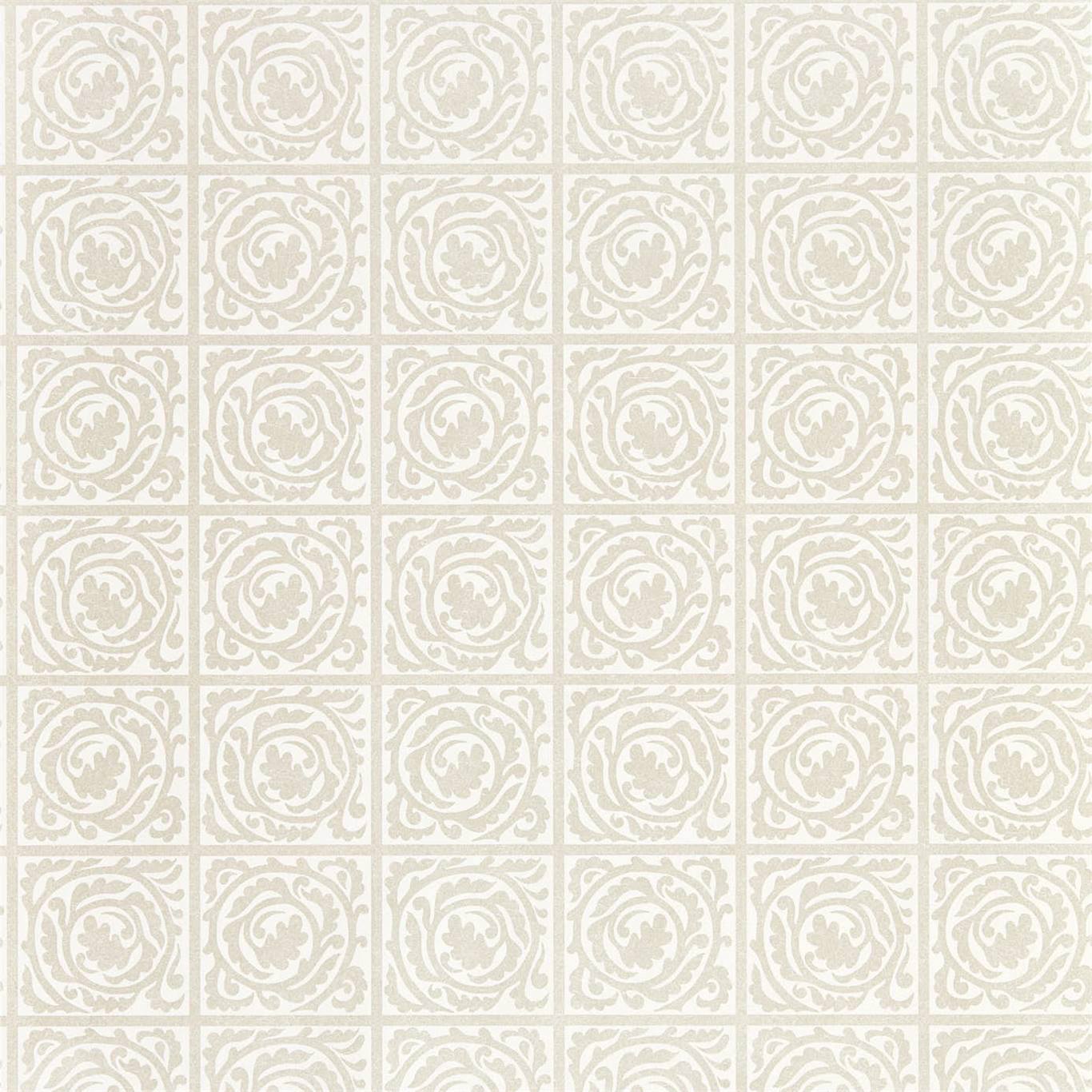 Pure Scroll White Clover Wallpaper by MOR