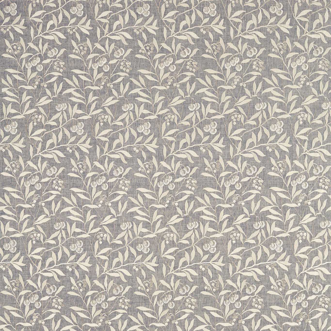 Pure Arbutus Embroidery Inky Grey Fabric by MOR