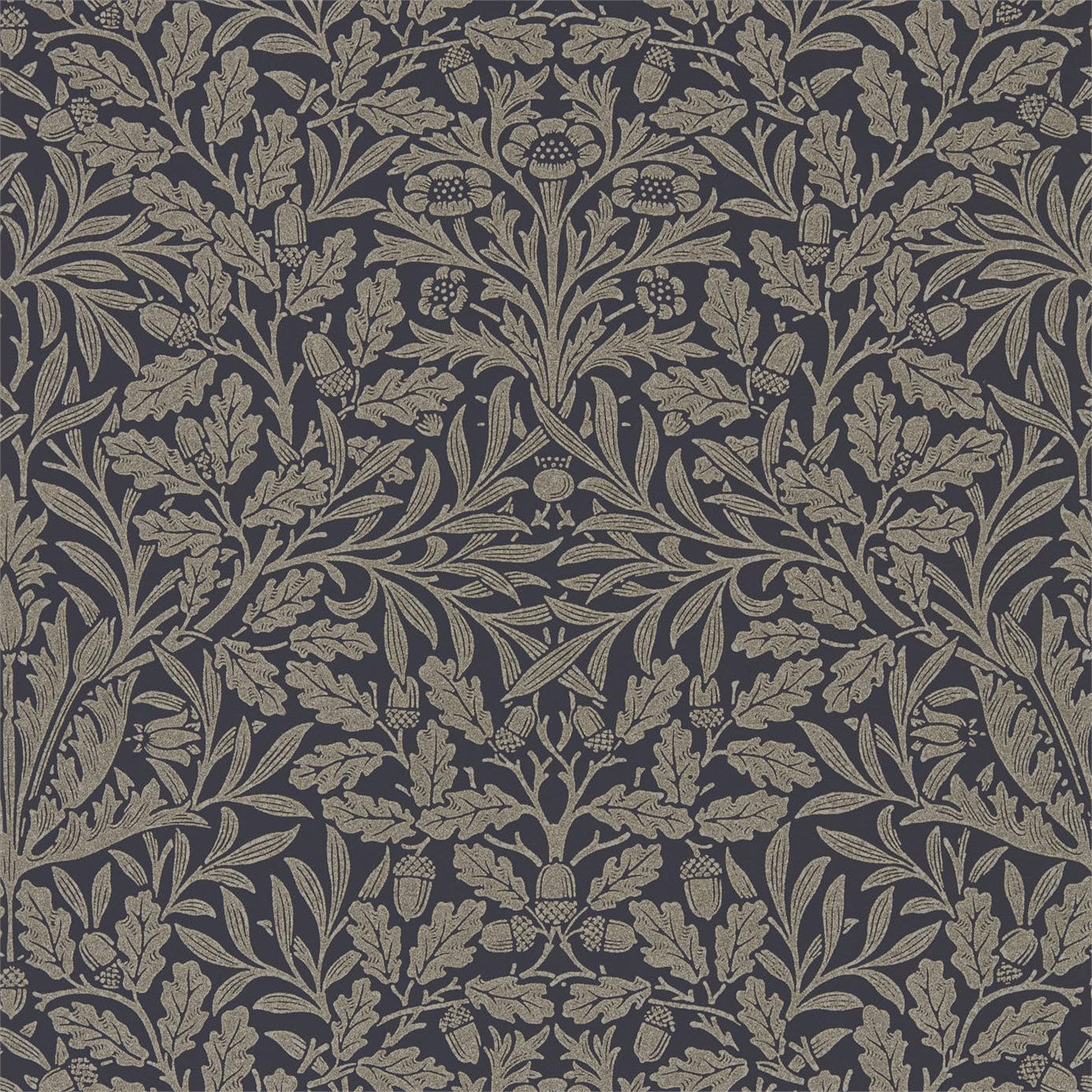Pure Acorn Charcoal/Gilver Wallpaper by MOR