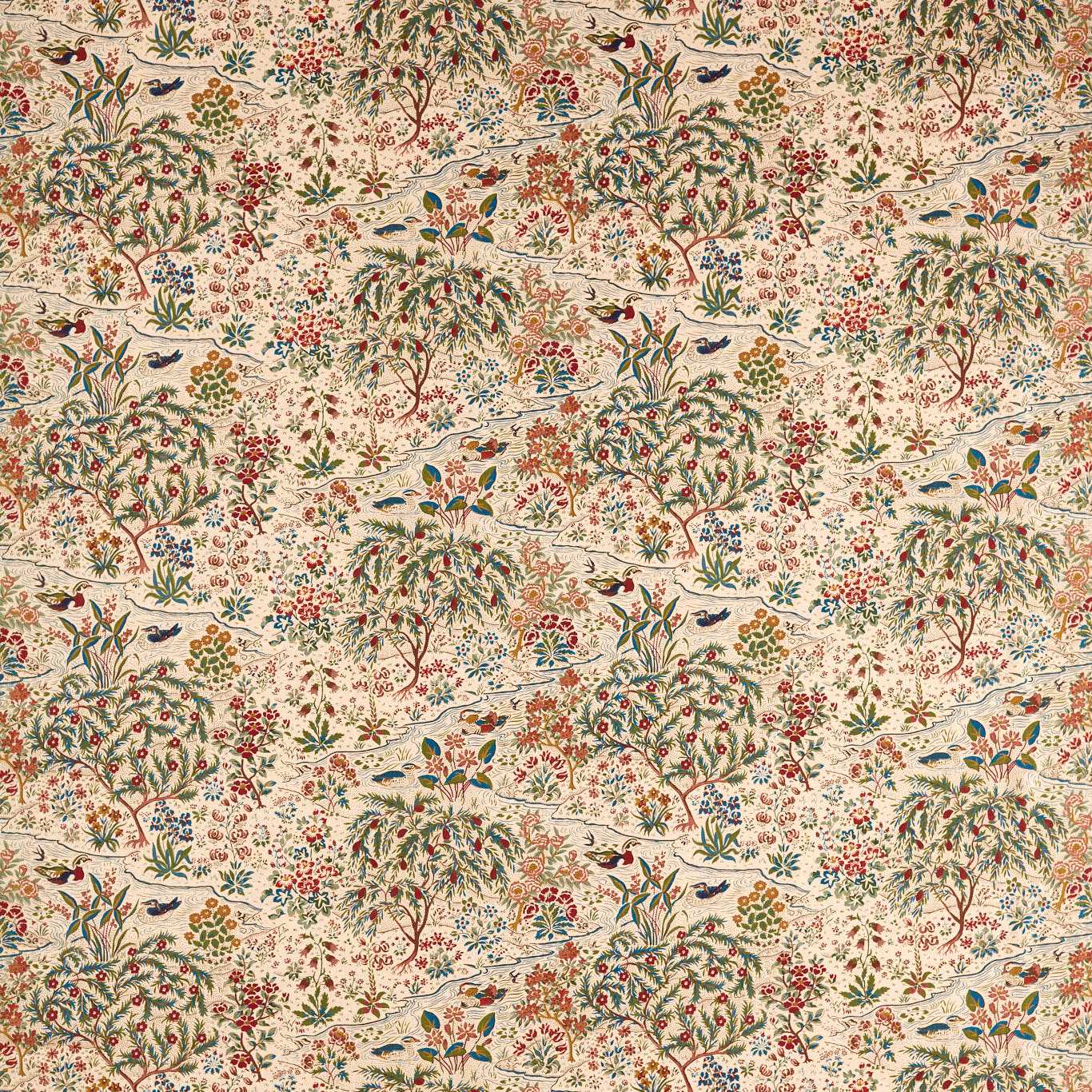 Moat Birds Damson/Cobalt Fabric by SAN