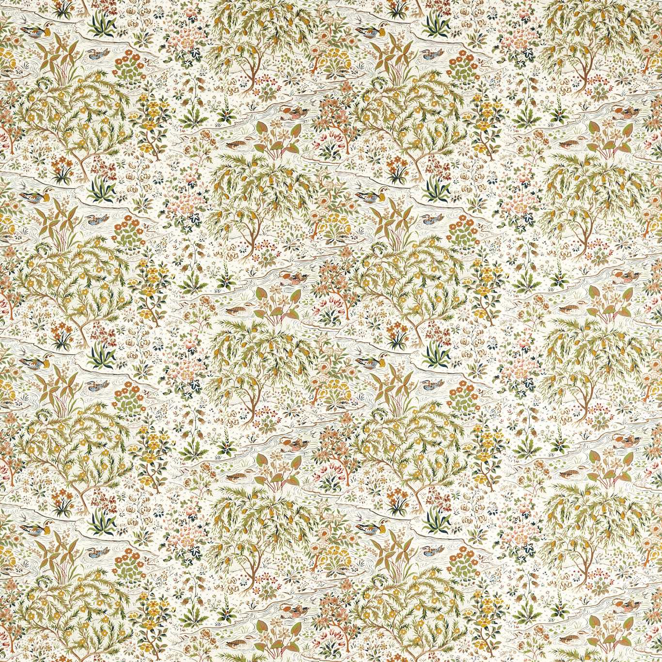 Moat Birds Fawn/Harvest Fabric by SAN