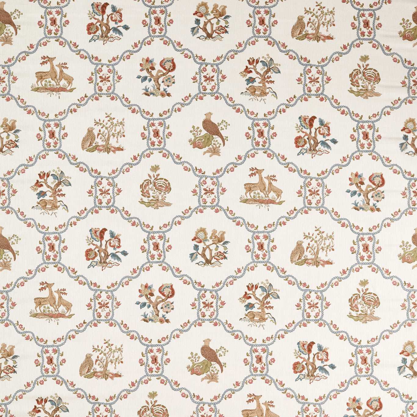 Partridge & Pear Porcelain/Blossom Fabric by SAN