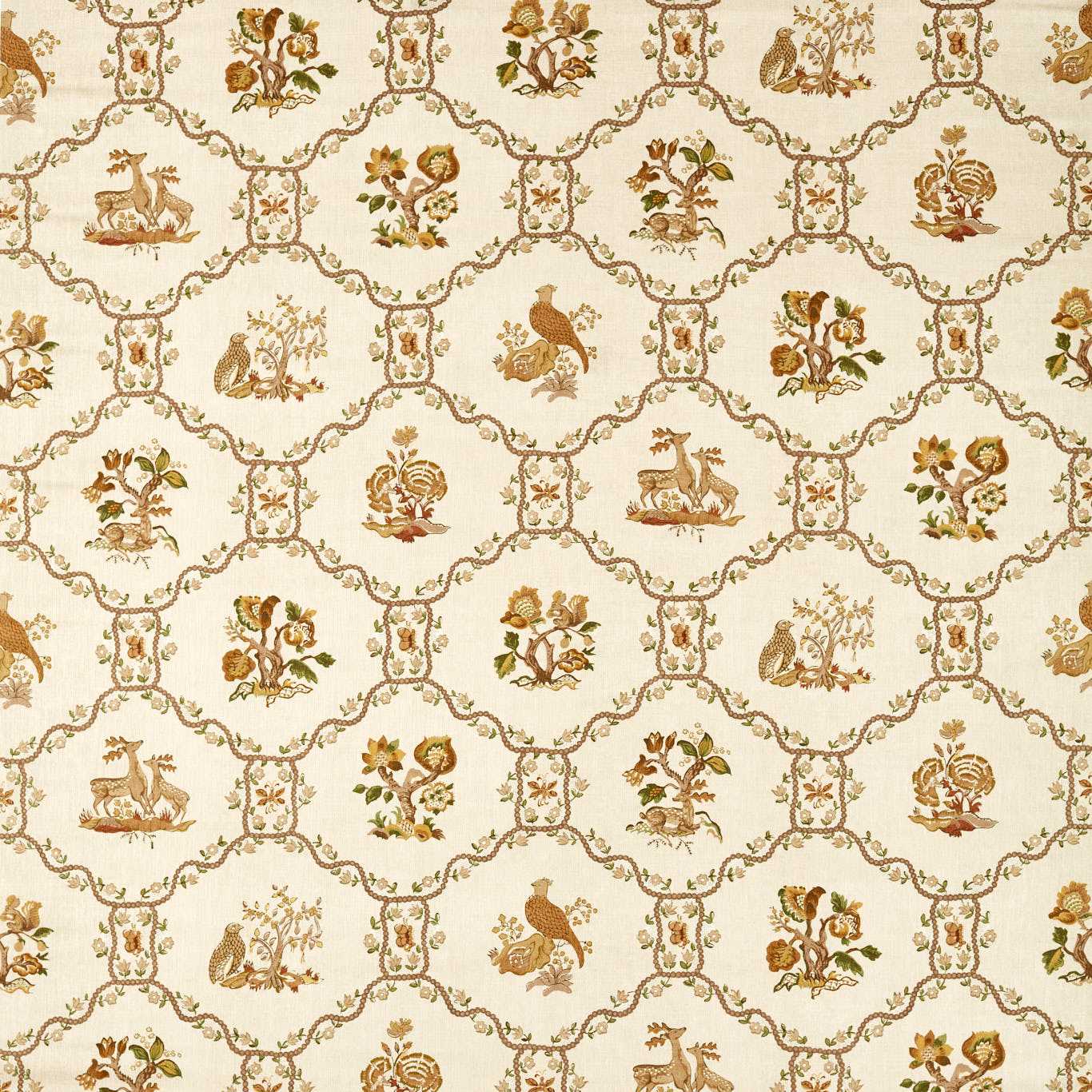 Partridge & Pear Walnut/Harvest Fabric by SAN