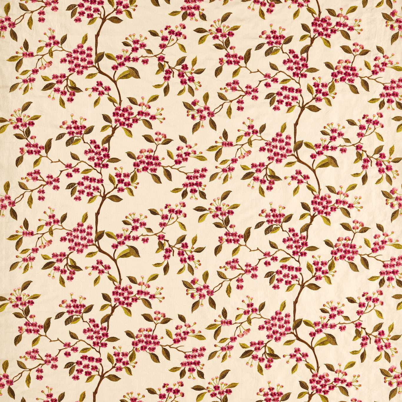 Damson Blossom Madder/Olive Fabric by SAN