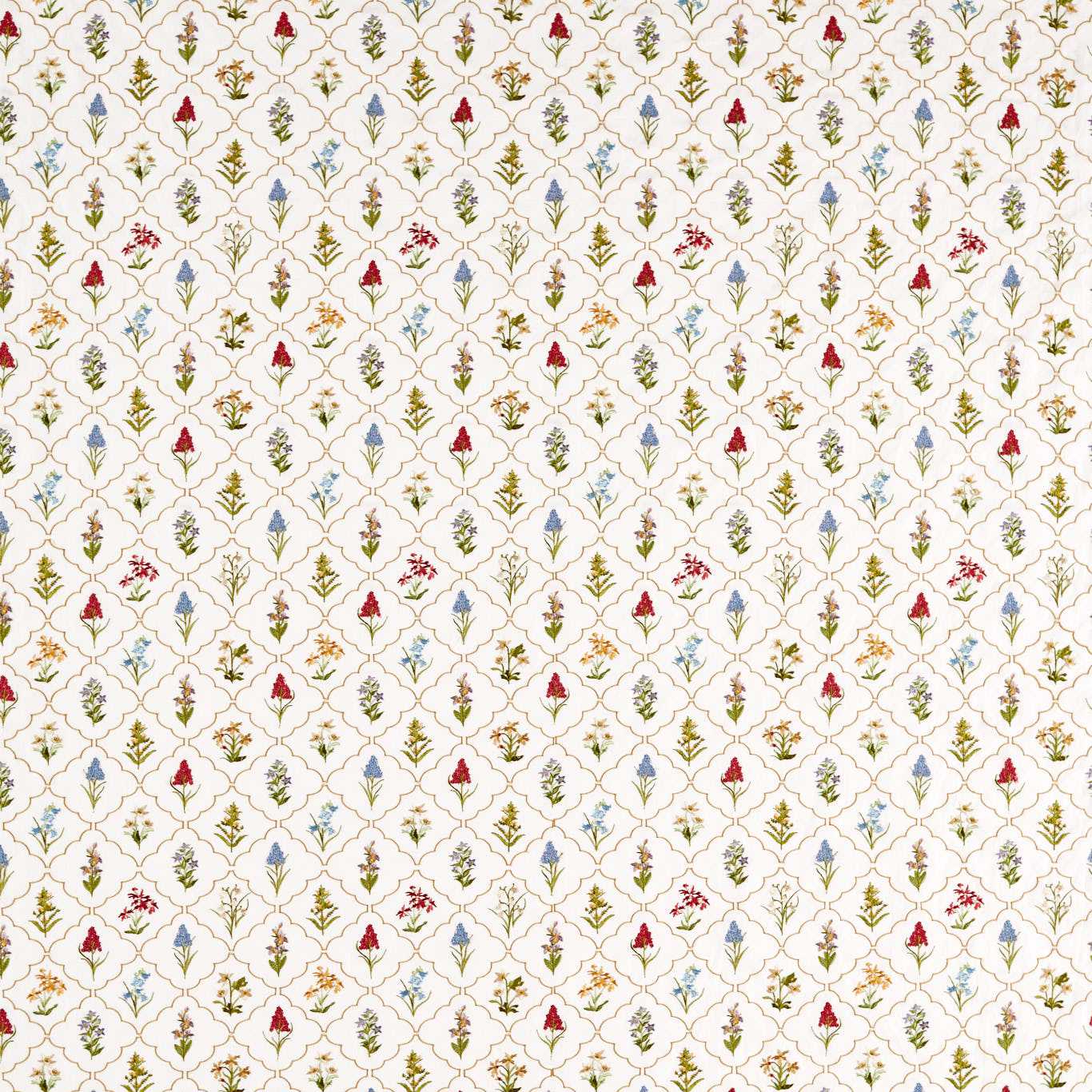 Spring Meadow Embroidery Chintz Fabric by SAN