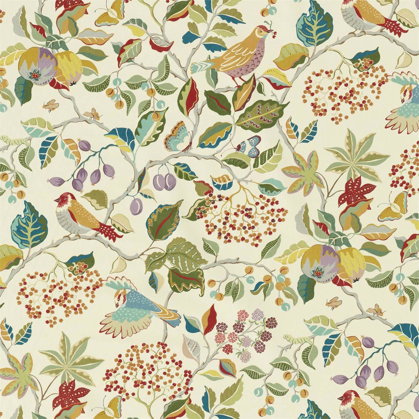 Birds & Berries Rowan Berry Fabric by SAN