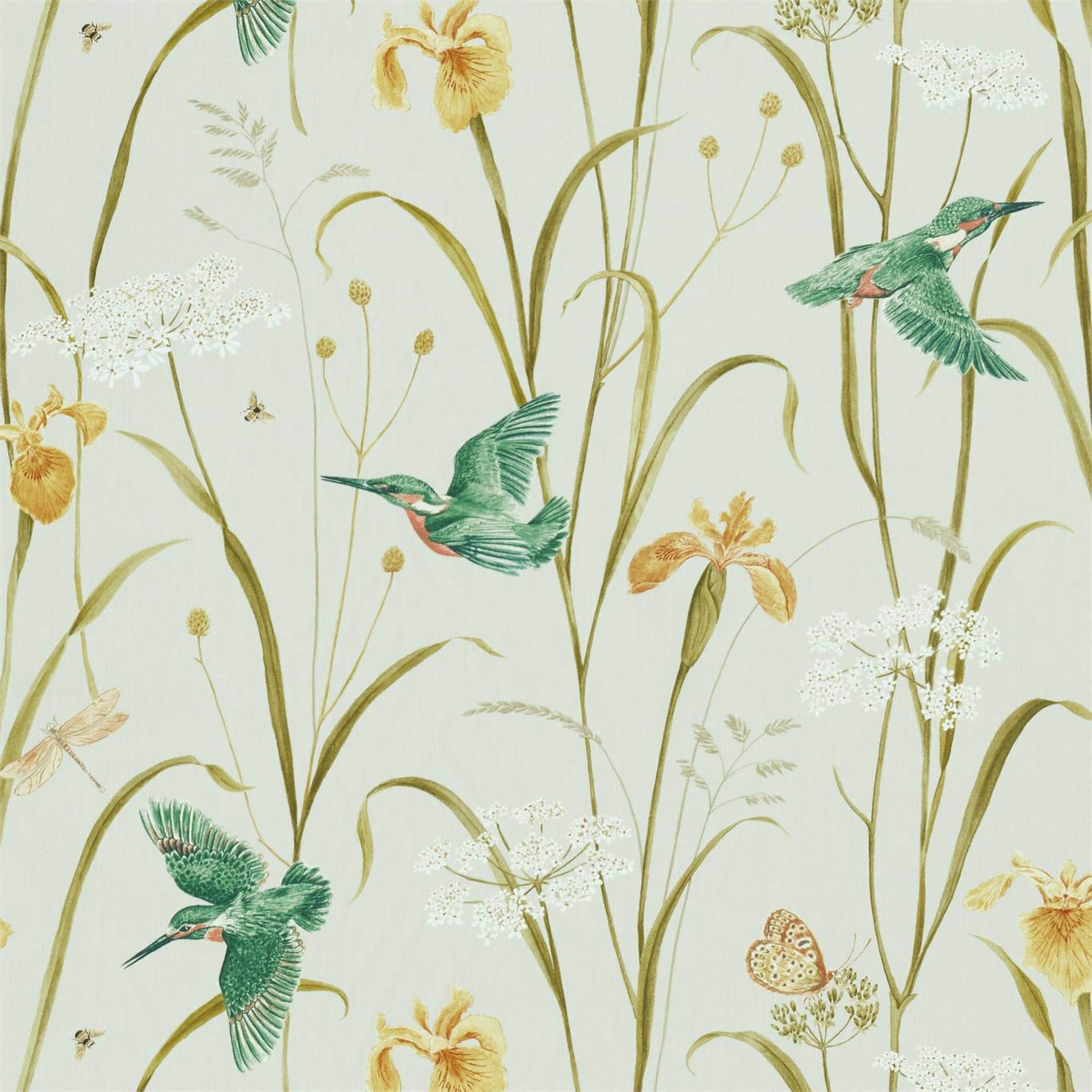Kingfisher & Iris Teal/Amber Fabric by SAN
