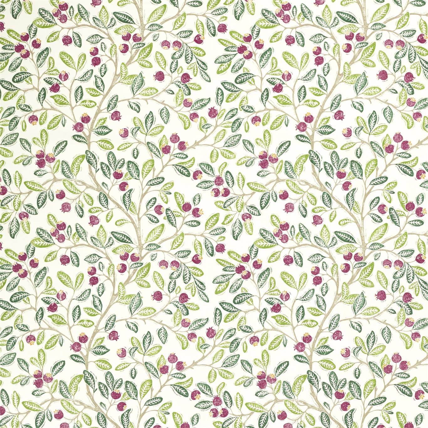 Wild Berries Fern/Mulberry Fabric by SAN