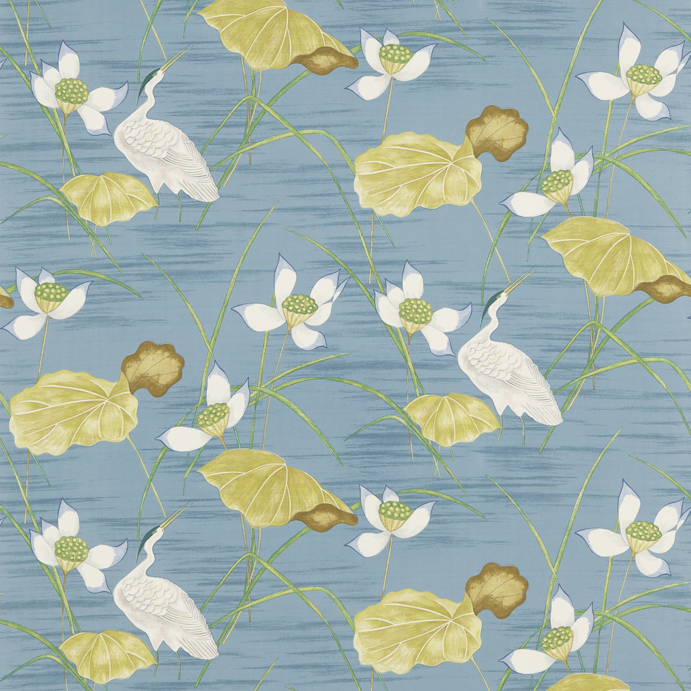 HERONSFORD Blue/Gold Fabric by SAN