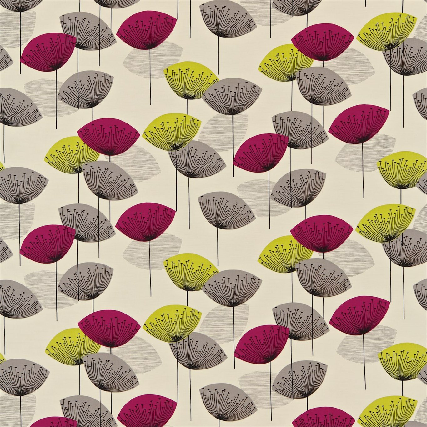 Dandelion Clocks Blackcurrant Fabric by SAN