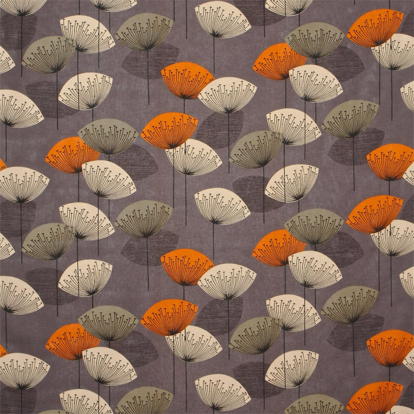 Dandelion Clocks Slate Fabric by SAN