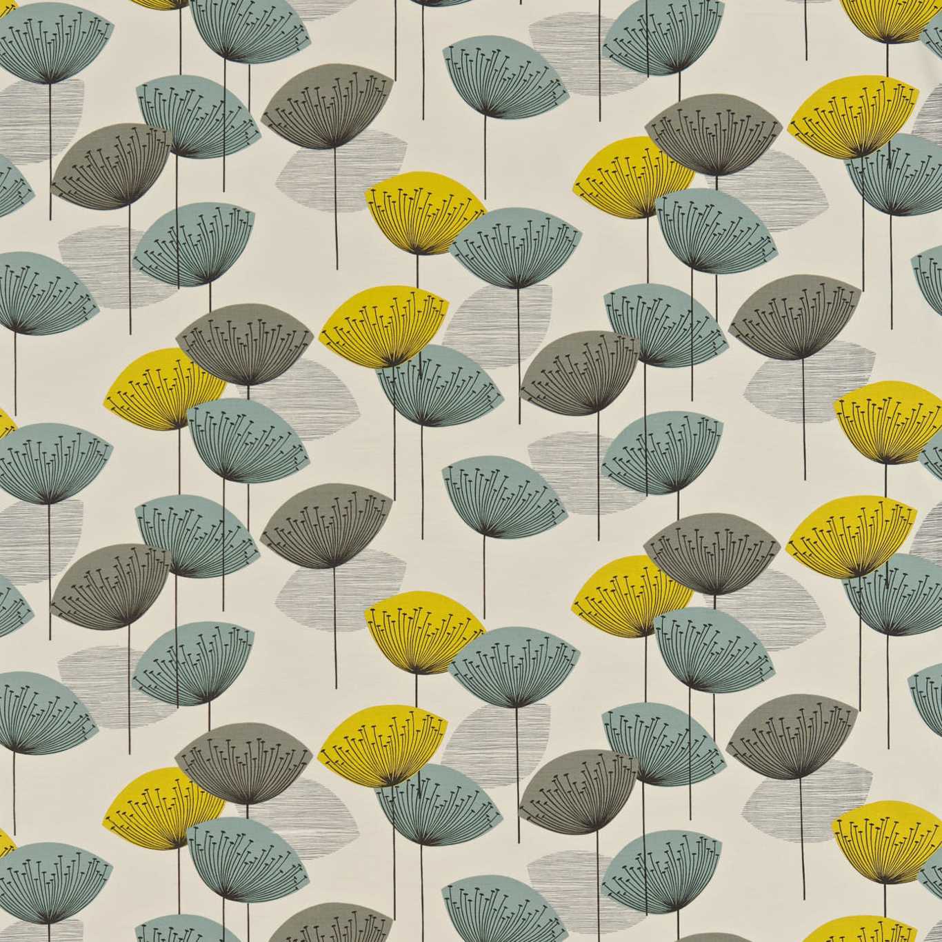 Dandelion Clocks Chaffinch Fabric by SAN
