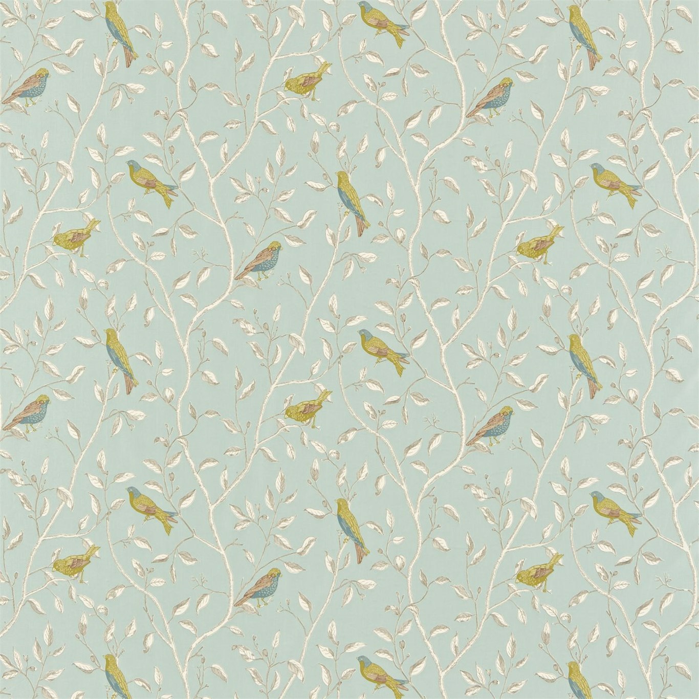 Finches Duck Egg Fabric by SAN