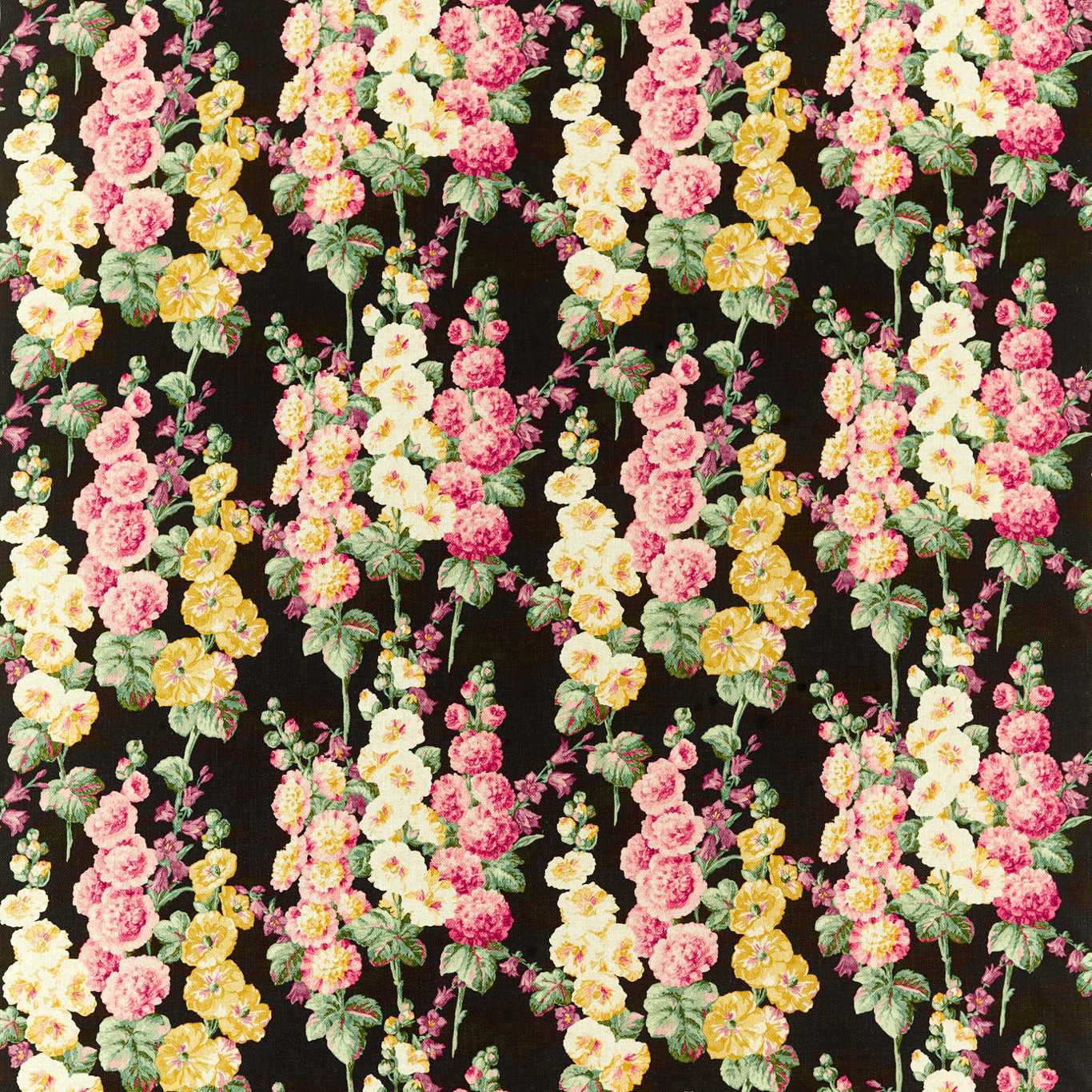 Hollyhocks Ebony/ Cerise Fabric by SAN