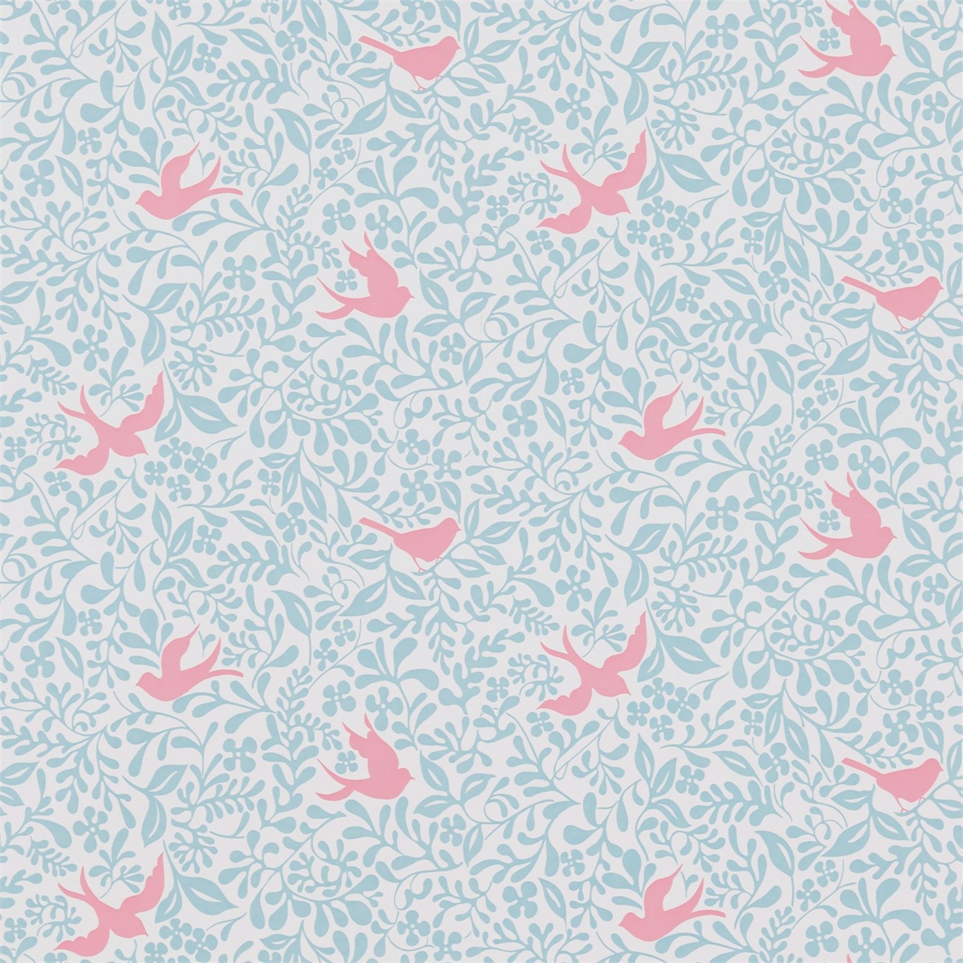 Larksong Powder Blue/Pink Wallpaper | Sanderson by Sanderson Design