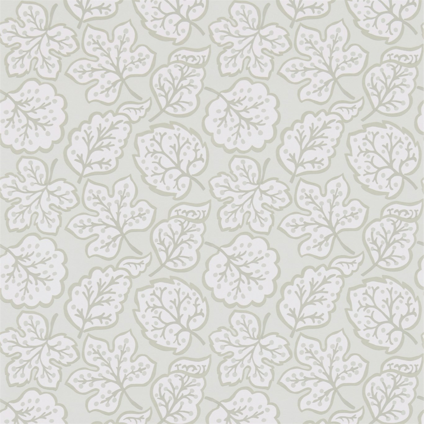 Jewel Leaves Neutral/Gilver Wallpaper by SAN