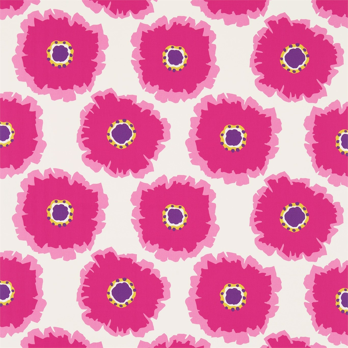 Papavera Cream/Fuchsia Fabric by SAN