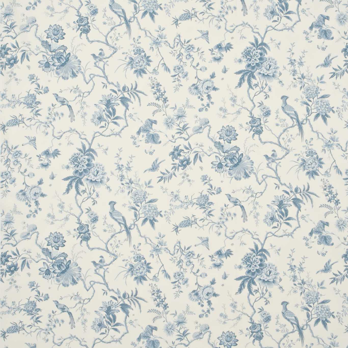 Pillemont Toile Ivory/China Blue Fabric by SAN